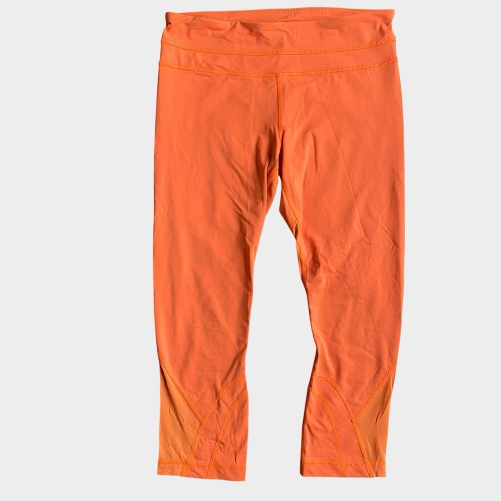 Lululemon Leggings Cropped Size 8 Bright Orange Inseam 22"